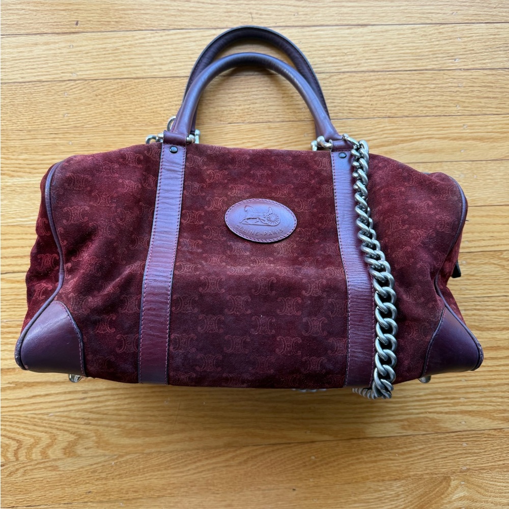 Vintage Celine Macadam Burgundy Boston bag